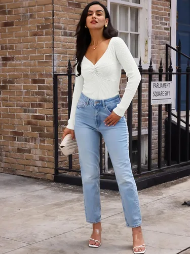 Vista 29 de LILLUSORY Ropa de otoño con nudo torcido 2025 para mujer, trajes de moda con parte superior acanalada de manga larga