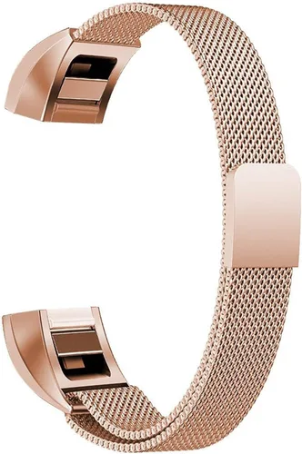 Vista 3 de Bandas de metal compatibles con Fitbit Alta/Fitbit Alta HR, malla de bucle de acero inoxidable transpirable, pulsera magnética ajustable para Oro
