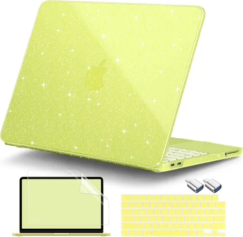 Vista 18 de DONGKE Funda con purpurina para MacBook Neo de 13 pulgadas 2026 (modelo A3404 A18 Pro Chip) Carcasa rígida transparente brillante con protector