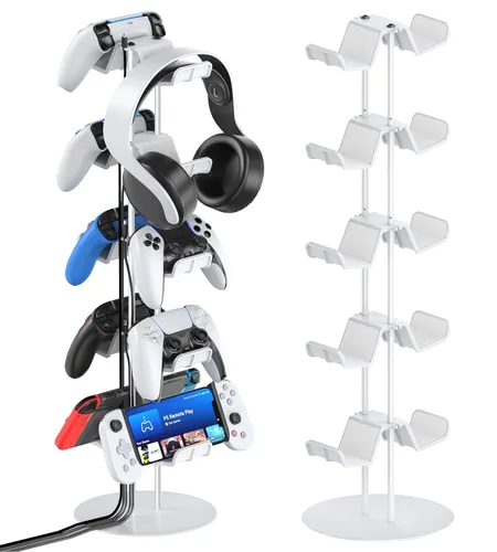 Vista 10 de Kytok Soporte de controlador de 4 niveles con organizador de cables para escritorio, soporte universal para auriculares compatible con consola Xbox