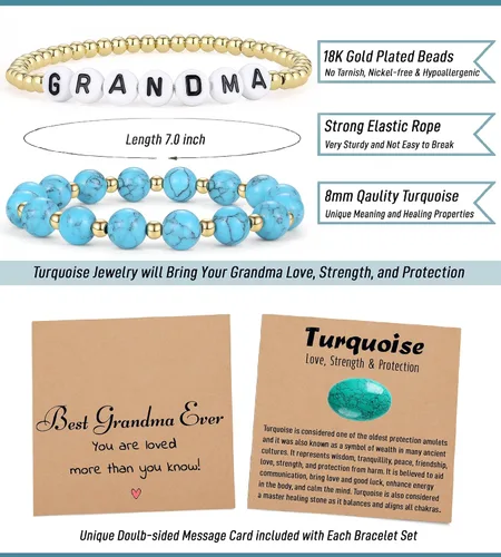 Vista 4 de Juego de pulseras con cuentas para mujeres, adolescentes, niñas, regalos únicos para su madre, hija, hermana, amiga, esposa, abuela, en Navidad
