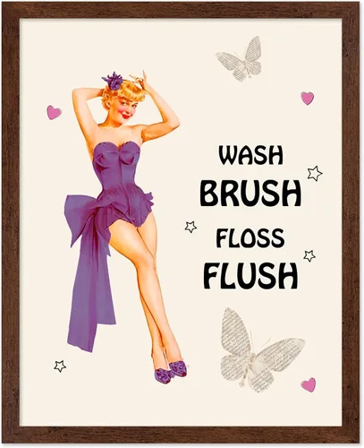 Vista 46 de Poster Master Pin Up Girl Poster - Better Late Than Ugly Print - Butterfly Art - Modern Art - Trendy Art - Gift for Men & Women - Funny Decor for