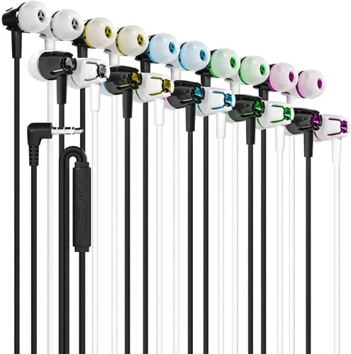 Vista 9 de Maeline Auriculares a granel con micrófono, auriculares intrauditivos con aislamiento de ruido, control de volumen con cable de 0.138 in