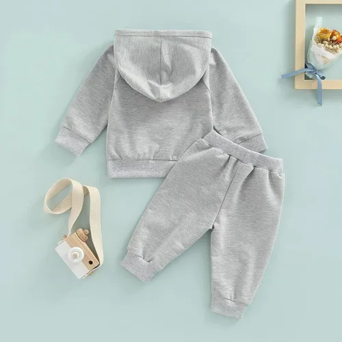 Vista 2 de TBUIALL Conjunto de 2 piezas de sudadera con capucha y pantalones de manga larga para niño pequeño