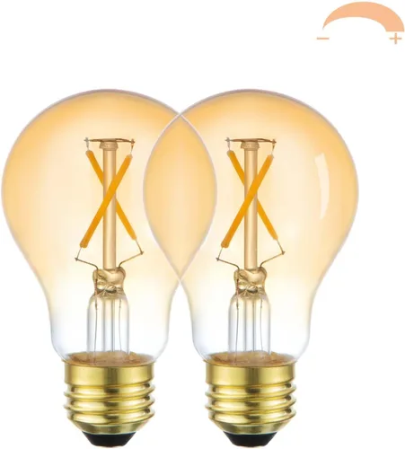 Vista 6 de Bombillas LED regulables Edison de 2 W, 2700 K blanco cálido (vidrio ámbar) ST19/ST58, base E26, paquete de 2