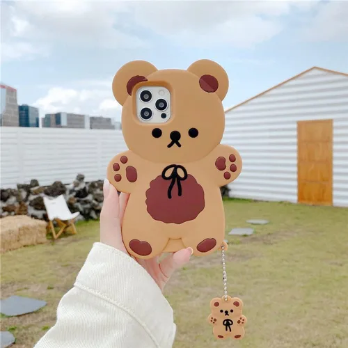 Vista 2 de Funda para teléfono JIATAY para iPhone 6 / 6s para niñas y mujeres, linda carcasa protectora de silicona suave con diseño de dibujos animados 3D Oso
