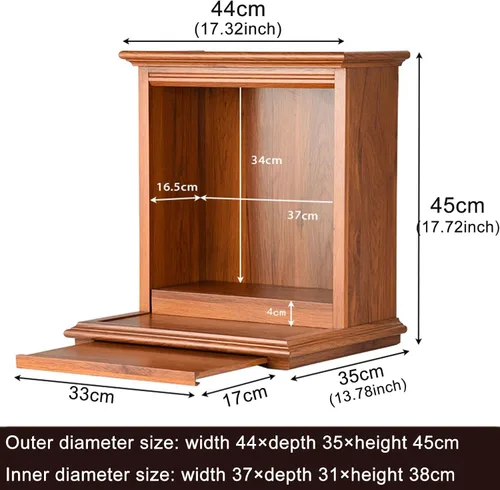 Vista 2 de Estante budista de madera para altar de Buda, Santuario de Buda que ahorra espacio, mesa de casa Pooja Pooja de madera, mesa de altar de meditación