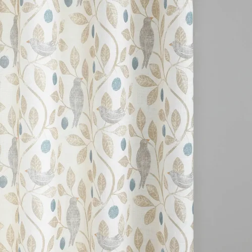 Vista 5 de VOGOL Cortina de ventana estilo campestre, cortinas estampadas con patrón de pájaros y hojas para dormitorio, paneles decorativos con ojales