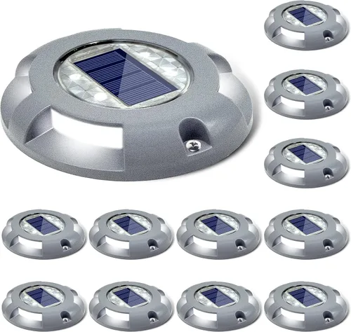 Vista 9 de SIEDiNLAR Luces solares para cubierta, luz LED para muelle de entrada, funciona con energía solar, marcadores de carretera impermeables para jardín