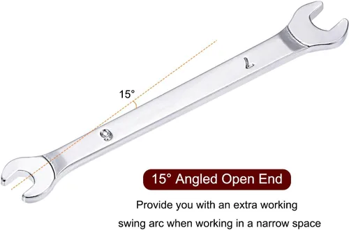 Vista 3 de uxcell Llave fina de extremo abierto, espejo métrico de 0.236 in x 0.276 in, acero de alto carbono, para mantenimiento doméstico y reparaciones