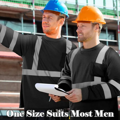 Vista 4 de Amylove 4 piezas de camisa de seguridad de manga larga reflectante de alta visibilidad, camisas de trabajo de construcción para hombres y mujeres
