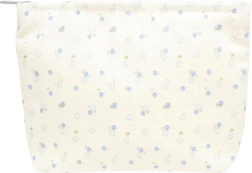 Vista 14 de Pazimiik Bolsa de maquillaje floral, grande, de algodón, con cremallera para bolsa de viaje, organizador de maquillaje de lona para mujeres