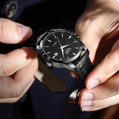 Vista 8 de LIGE Relojes para hombre impermeable analógico vestido vintage cronógrafo analógico casual cuero acero inoxidable movimiento de cuarzo único retro
