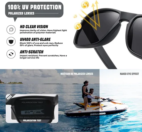Vista 6 de MEETSUN Polarized Sunglasses for Men Women Classic Sports Fishing Driving Sun Glasses UV400 Protection