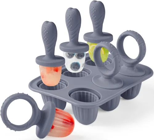 Vista 9 de Moldes de silicona para paletas de bebé, mini moldes para niños Beige y Rosa