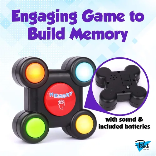 Vista 3 de Point Games Memory Run - Juego electrónico de memoria portátil con luces - Juego competitivo de desafío laberinto - Desarrollo cognitivo cerebral