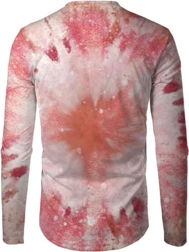 Vista 4 de Camisas de manga larga para hombre, teñido anudado, hipster, hip hop, cuello redondo, ajuste delgado, deportes, culturismo, músculo