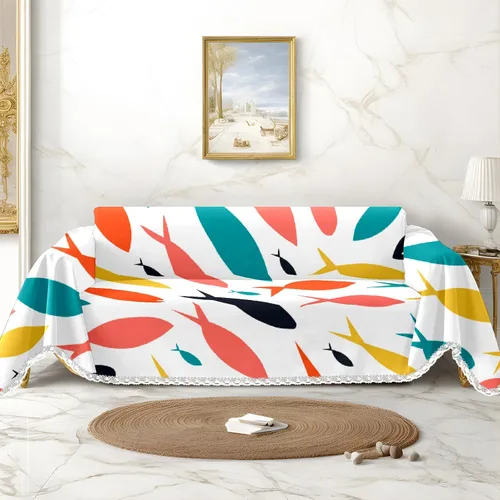 Vista 21 de Funda de sofá de delfines de sirena de fantasía, fundas de sofá estampadas, fundas para sillón, funda resistente a las manchas, protector universal