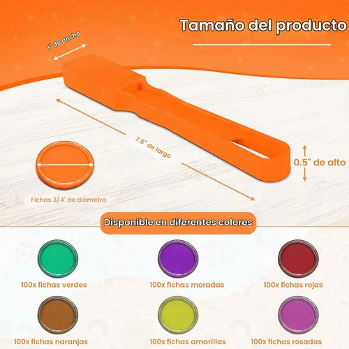Vista 6 de MR CHIPS Varitas magnéticas fabricadas en Estados Unidos y chips de plástico de 3/4 pulgadas con anillos de metal, 100 piezas, bolsa de Naranja