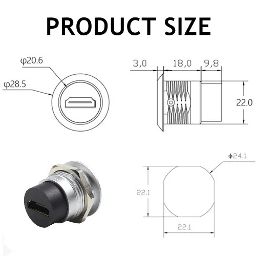 Vista 6 de PENGLIN Acoplador de montaje en panel HDMI 2.0 hembra a hembra de 2 piezas Resolución 4K@60Hz,Compatible con video 3D,Señal de audio y video cero