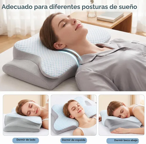 Vista 7 de Almohada cervical para aliviar el dolor de cuello, almohada cervical ergonómica para dormir, almohada de contorno para dormir de lado para soporte