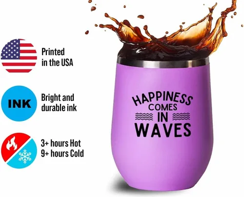 Vista 3 de Surfing Pink Edition Wine Tumbler 12oz - Comes in waves - Surfing Enthusiast Gifts Water Sport Surfboard Athletics Hobby Beach Sea Windsurf Wave