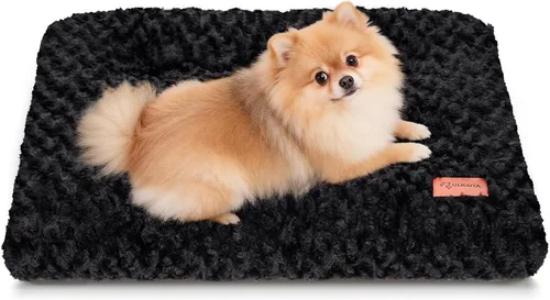 Vista 27 de Alfombrilla de cama para perro, suave y mullida, para jaula de perro, cama para perros pequeños, medianos y grandes, y gatos, lavable Marrón