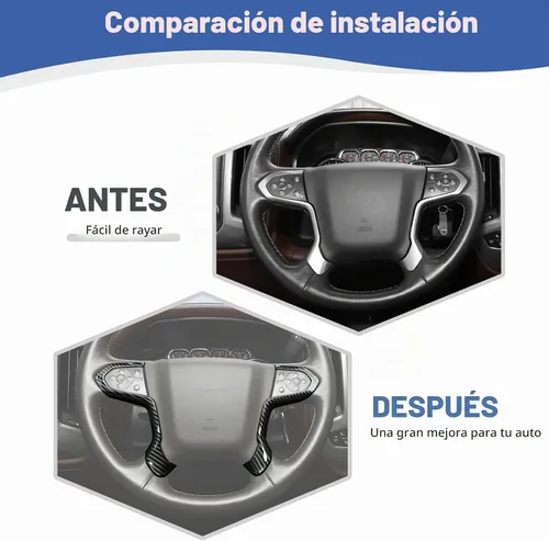 Vista 3 de RT-TCZ para Tapa de Panel de Volante de Fibra de Carbono para Chevrolet Silverado/Suburban/Tahoe 2014-2018 para GMC Sierra/Yukon 2014-2018 Negro