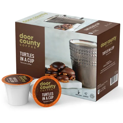 Vista 19 de Door County Coffee Café Molido con Sabor a Toffee de Almendra - 10 Tazas de Una Sola Porción - Tostado Medio - 100% Arábica Especial - Gourmet