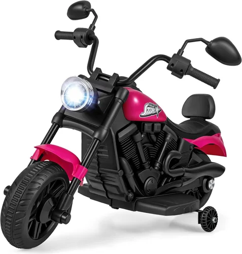 Vista 15 de Costzon Motocicleta para niños pequeños, motocicleta eléctrica alimentada por batería de 6 V con ruedas de entrenamiento desmontables, arranque