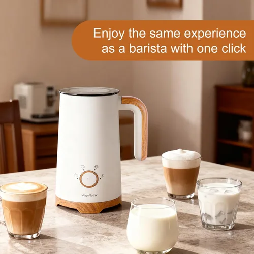 Vista 7 de Espumador de leche, espumador de leche eléctrico y vaporizador de 400 W, máquina automática de espuma fría y caliente 4 en 1 con batidor 2 para café