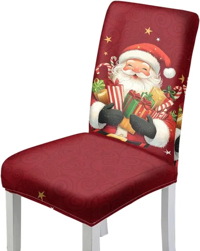 Vista 8 de HUGS IDEA Juego de 2 fundas para sillas de comedor con diseño de muñeco de nieve azul para silla Parsons, de elastano, lavables, antipolvo