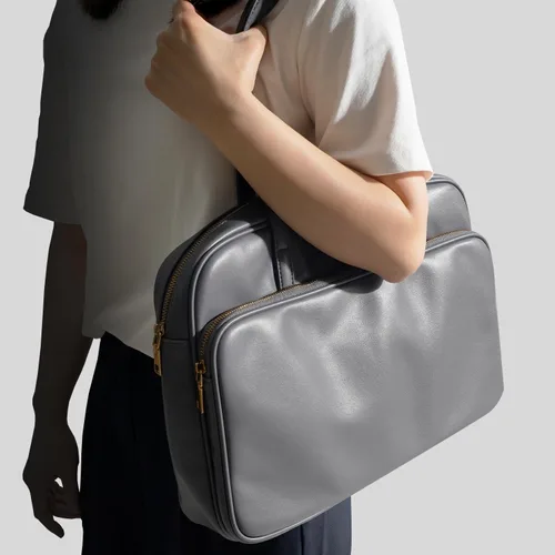 Vista 2 de Bolsa de mano para computadora portátil de 14 pulgadas para hombres y mujeres, maletín de negocios, oficina, viajes, trabajo, bolsa de transporte