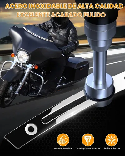 Vista 2 de PBYMT Parabrisa biselada con ranuras pulidas de acero inoxidable en forma de murciélago, cromada, compatible con Harley Tri Electra Street Glide