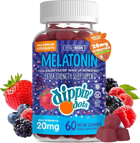 Vista 11 de Dippin' Dots - Gomitas de melatonina para niños y adultos (suministro para 30 días) sabor a crema de fresa y puesta de sol Suplemento