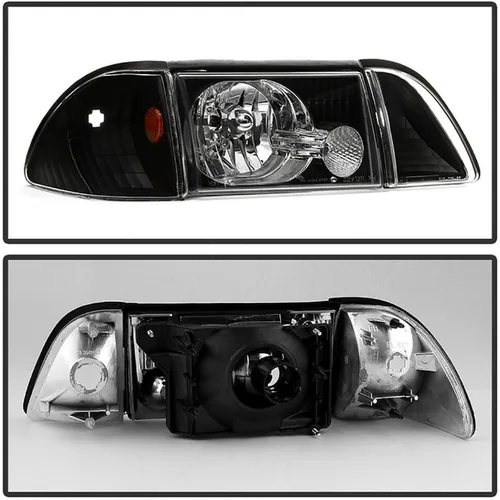 Vista 2 de West river Faro delantero transparente carcasa negra para Ford Mustang 1987