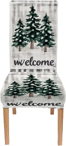Vista 175 de CAPSCEOLL Christmas Dining Chair Covers,Snowflakes Festive Winter Pattern Stretch Chair Covers for Dining Room Set of 2 Washable Spandex Parson