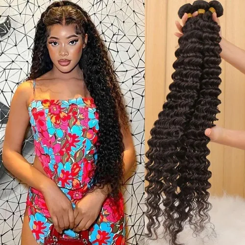 Vista 19 de Paquetes de Cabello Humano de Ondas Profundas （12 14 16 ）12A 100% Sin Procesar Cabello Humano Virgen Brasileño Profundo Rizado Tejido de Cabello