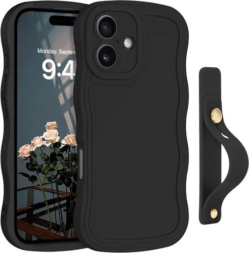 Vista 13 de GUAGUA Funda para iPhone SE 2022/2020, Funda para Teléfono iPhone 7/8 Diseño Lindo de Forma de Onda Rizada TPU Suave con Correa de Muñeca Soporte