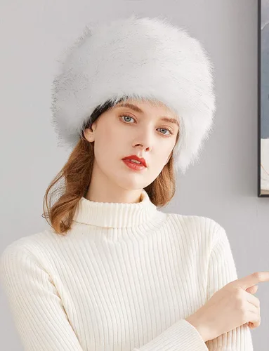 Vista 8 de Lovful Sombrero de invierno para mujer, de piel sintética, estilo cosaco ruso, sombrero de abrigo de invierno