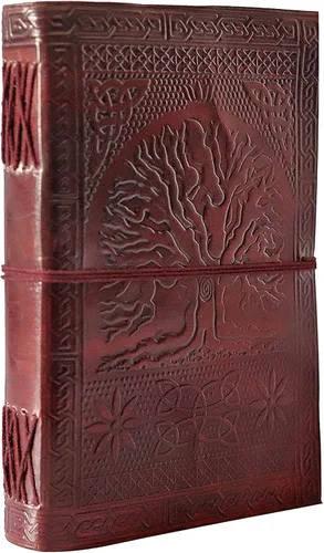 Vista 6 de Diario de cuero en relieve, cuaderno de árbol grande para escribir diario de cuero, diario de cuero hecho a mano (Gbag)