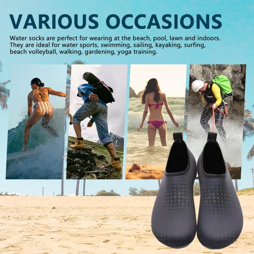 Vista 5 de Valennia Zapatos de agua descalzos de secado rápido, calcetines de yoga para playa, natación, surf, ejercicio para mujeres y hombres