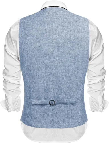 Vista 2 de COOFANDY Chalecos casuales de negocios para hombre, chaleco ligero y ajustado