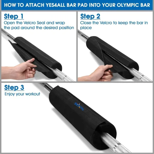 Vista 6 de Yes4All Ergonomic Foam Bar Pad, Olympic Barbell Squat & Neck Pad for Squats, Hip Thrusts & Weight Lifting Bar