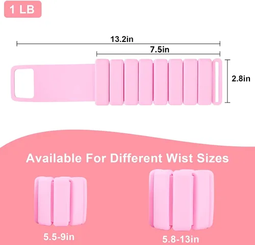 Vista 4 de Muñequera ajustable de 2 libras para mujer, pesas de tobillo, juego de 2 piezas de silicona, impermeable, cómodo y transpirable, ideal para yoga