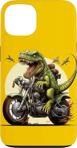 Vista 7 de Funda para iPhone 16 T-Rex Dinosaur Riding a Motorcycle