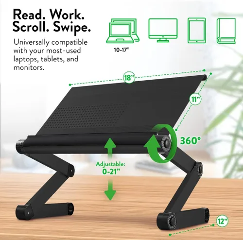 Vista 3 de Escritorio portátil y ajustable, ideal para libros. ergonómico. Color Plata