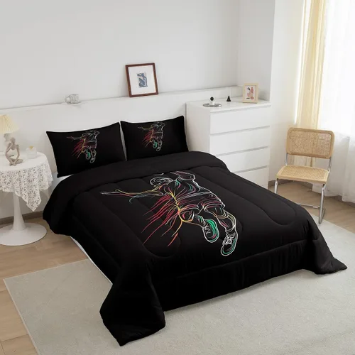 Vista 34 de Juego de ropa de cama de baloncesto para niños y adolescentes, juego de edredón deportivo para niños, tamaño matrimonial, suave, ligero, decoración