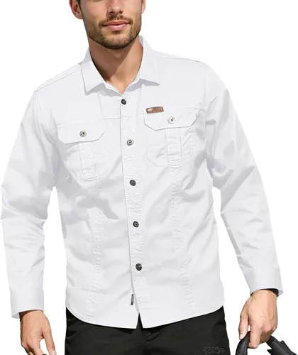 Vista 10 de Camisas de vestir de manga larga con botones y ajuste regular para hombre con bolsillos