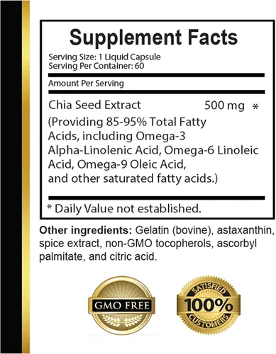 Vista 5 de Chia Seed Advanced - Semilla de CHIA - Fibra digestiva, cápsulas de aceite de semilla de chía orgánica, suplemento de Omega 3 6 9 a base de plantas